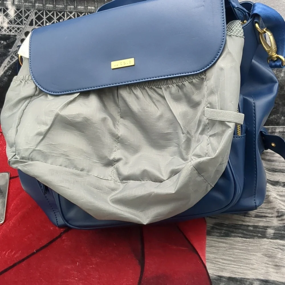 JJ Cole Vegan Leather Brookmont Backpack Diaper Bag Blue
